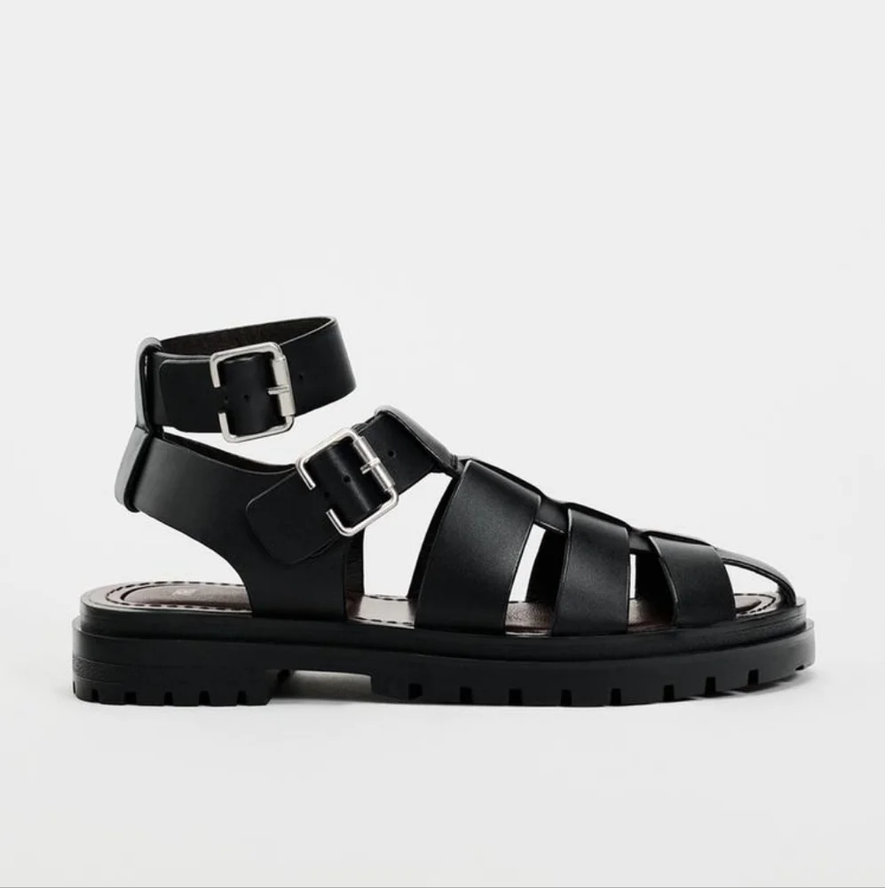 Zara Lug Sole Leather Cage Sandals - Picture 3 of 11